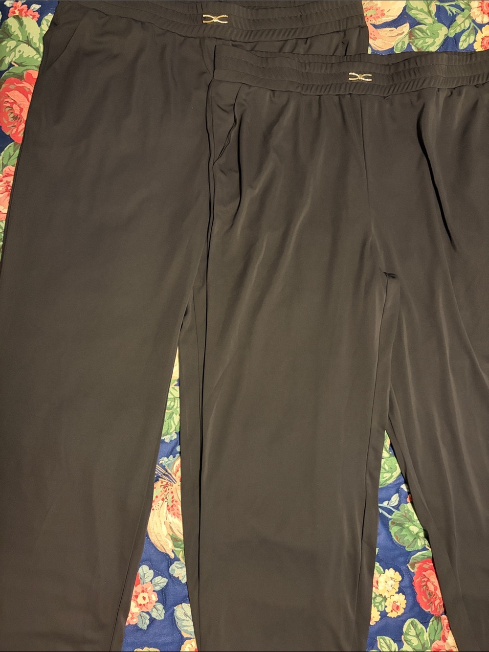 Women's Black Pull-On Joggers with Subtle Gold Logo